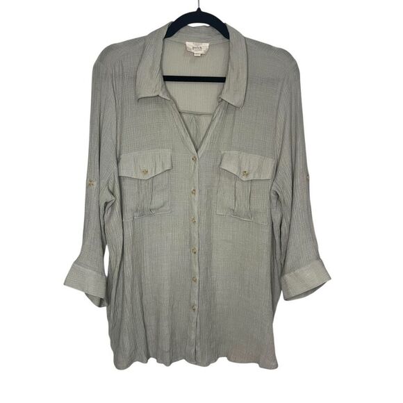 Perch by Blu Pepper Women’s 2XL Button Down Shirt 3/4 Sleeves Sage Green - Picture 1 of 6